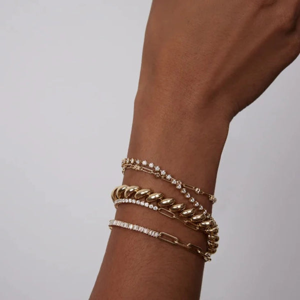 Tennis Link Bracelet in 14k Gold over Sterling Silver