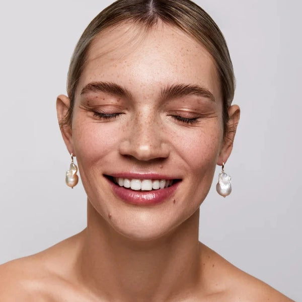 Graceful Baroque Pearl Earrings in 14kt Gold Over Sterling Silver