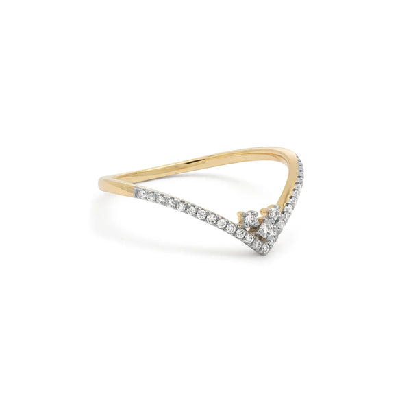 Crown Pave Diamond Ring in 14K Gold over Sterling Silver