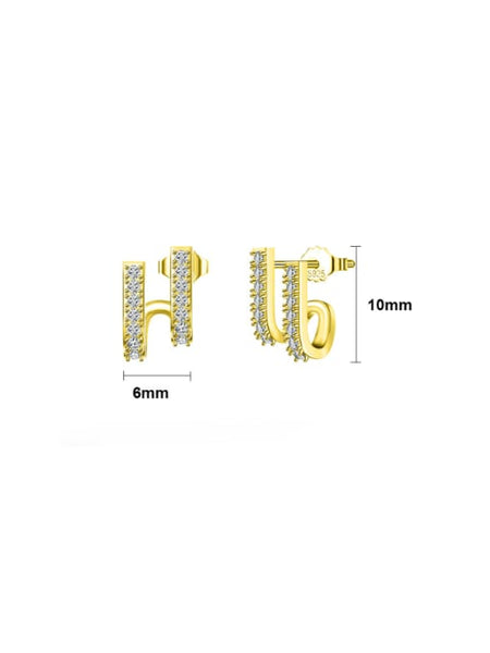 Cubic Zirconia Stud Earring in 14K Gold over Sterling Silver