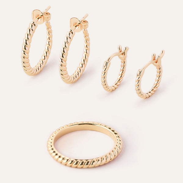 Ana Mini Rope Hoop Earrings in 14kt Gold Over Sterling Silver