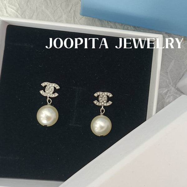 CC Pearl Earrings in 925 Sterling Silver