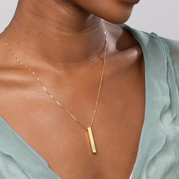 Memory Bar Necklace in 14kt Gold Over Sterling Silver