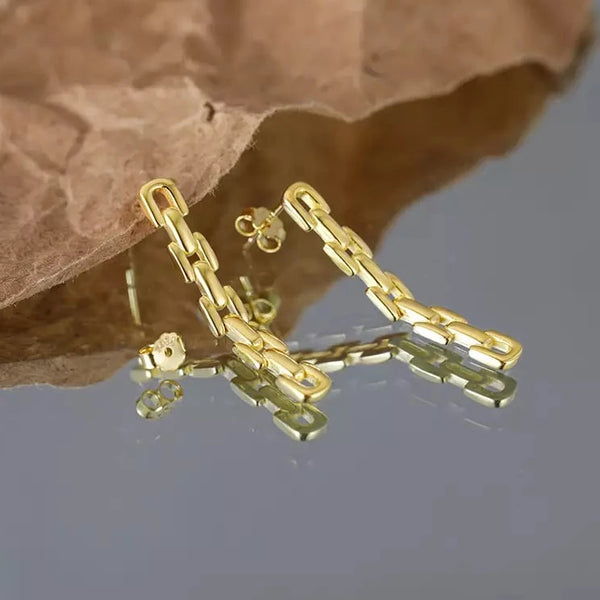 Drop Chain Earring in 14K Gold over Sterling Silver