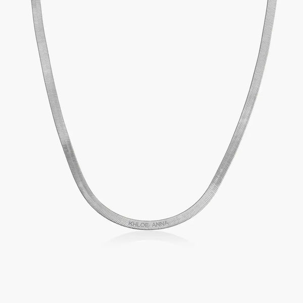 Majestic Herringbone Name Chain Necklace in 14kt Gold Over Sterling Silver