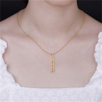 Perforated Vertical Bar Nameplate Necklace