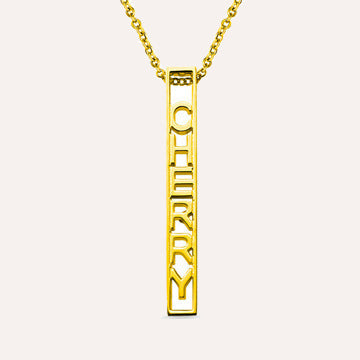 Perforated Vertical Bar Nameplate Necklace