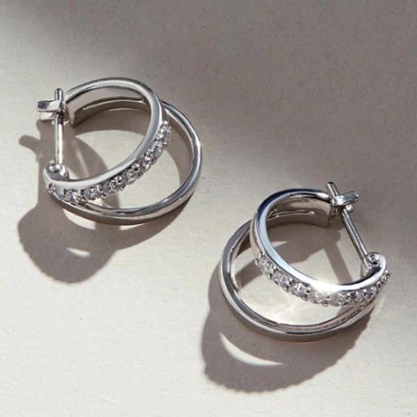 Halo Hoop Earrings in Sterling Silver