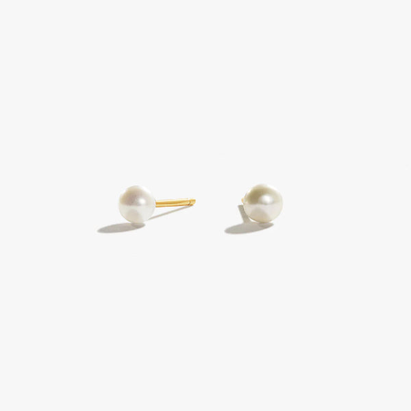 Illuminating Pearl Stud Earrings in 14kt Gold Over Sterling Silver