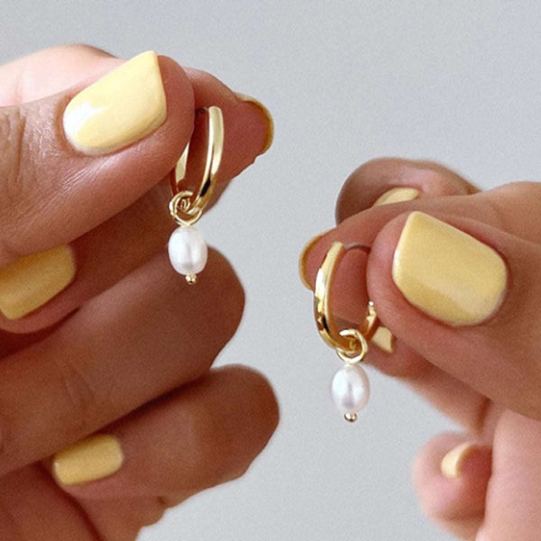 Chic Pearl Hoop Earrings in 14kt Gold Over Sterling Silver