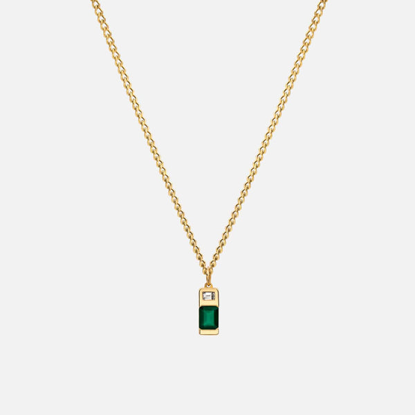 Green Gemstone Necklace in 14kt Gold Over Sterling Silver