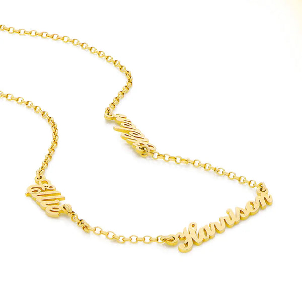 Bond Multi Name Necklace in 14kt Gold Over Sterling Silver