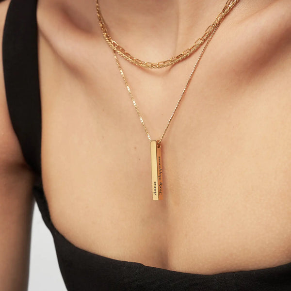 Memory Bar Necklace in 14kt Gold Over Sterling Silver