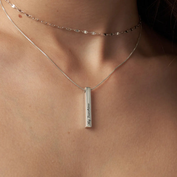 Memory Bar Necklace in 14kt Gold Over Sterling Silver