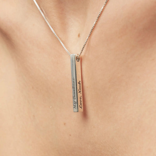 Memory Bar Necklace in 14kt Gold Over Sterling Silver