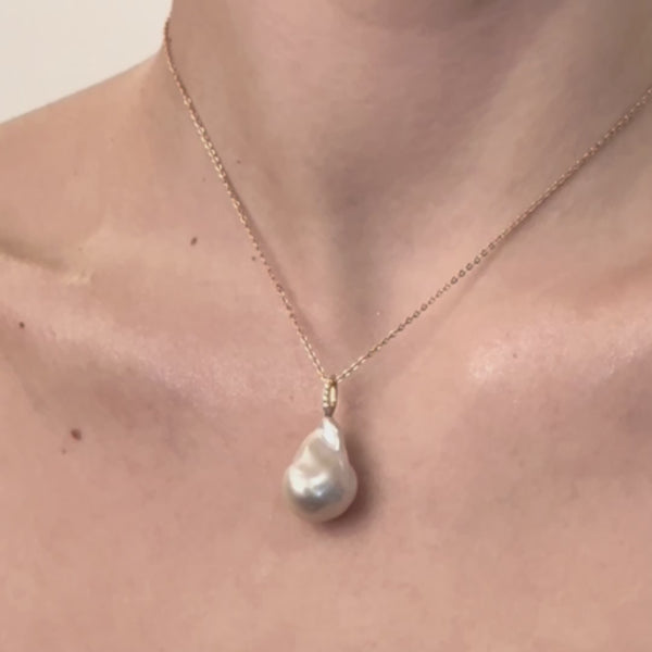 Brilliance Baroque Pearl Necklace in 14kt Gold Over Sterling Silver