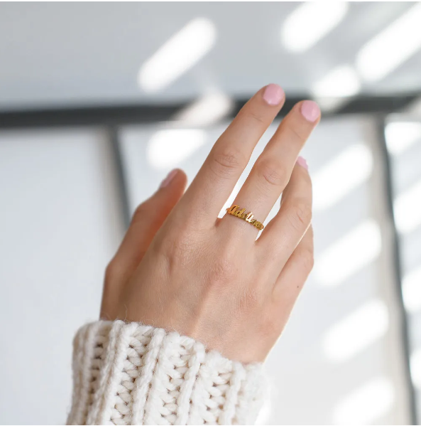 Name Unyielding Ring in 14kt Gold Over Sterling Silver