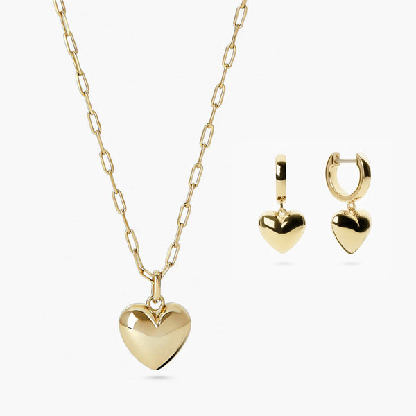 Full Heart Gold Set in 14kt Gold Over Sterling Silver