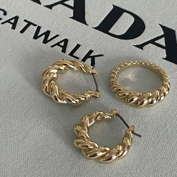 Twisted Hoop Earrings in 14k Gold over Sterling Silver